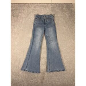 American Eagle Super Hi Rise Flare Jeans Size 2‎ Short Next Level Stretch  Boho